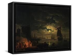 The Port of Palermo in the Moonlight, 1769-Claude Joseph Vernet-Framed Stretched Canvas