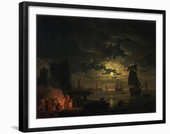 The Port of Palermo in the Moonlight, 1769-Claude Joseph Vernet-Framed Giclee Print