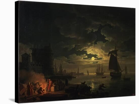 The Port of Palermo in the Moonlight, 1769-Claude Joseph Vernet-Stretched Canvas