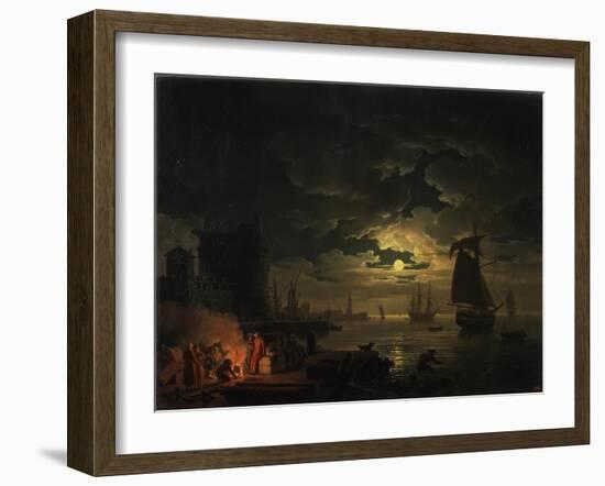 The Port of Palermo in the Moonlight, 1769-Claude Joseph Vernet-Framed Giclee Print