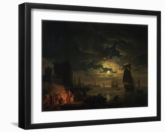 The Port of Palermo in the Moonlight, 1769-Claude Joseph Vernet-Framed Giclee Print