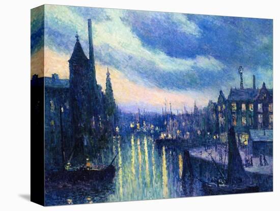 The Port of Rotterdam at Night, 1908-Maximilien Luce-Stretched Canvas