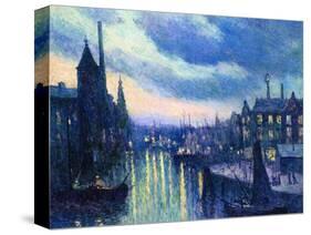 The Port of Rotterdam at Night, 1908-Maximilien Luce-Stretched Canvas