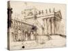 The Portico and Facade of an Elaborate Neo-Classical Building (Pen and Brown Ink)-Giovanni Battista Piranesi-Stretched Canvas