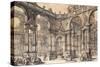 The Portico of an Italian Palace with a Fountain Decorated with a Statue of Fortune-Giuseppe Bibiena-Stretched Canvas