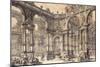 The Portico of an Italian Palace with a Fountain Decorated with a Statue of Fortune-Giuseppe Bibiena-Mounted Giclee Print