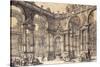 The Portico of an Italian Palace with a Fountain Decorated with a Statue of Fortune-Giuseppe Bibiena-Stretched Canvas