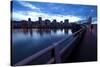 The Portland Oregon Skyline Seen from Burnside Bridge in Early Evening-Bennett Barthelemy-Stretched Canvas