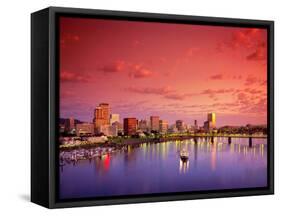 The Portland Spirit on the Willamette River at Sunrise in Portland, Oregon, USA-Janis Miglavs-Framed Stretched Canvas