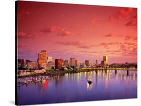 The Portland Spirit on the Willamette River at Sunrise in Portland, Oregon, USA-Janis Miglavs-Stretched Canvas