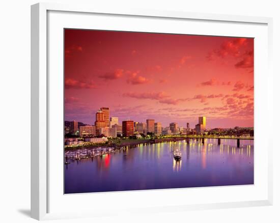 The Portland Spirit on the Willamette River at Sunrise in Portland, Oregon, USA-Janis Miglavs-Framed Photographic Print