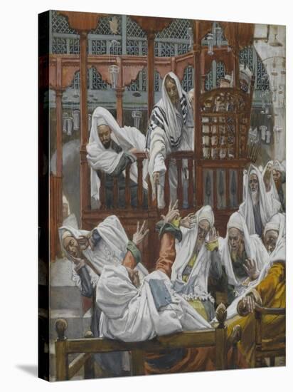 The Possessed Man in the Synagogue from 'The Life of Our Lord Jesus Christ'-James Jacques Joseph Tissot-Stretched Canvas
