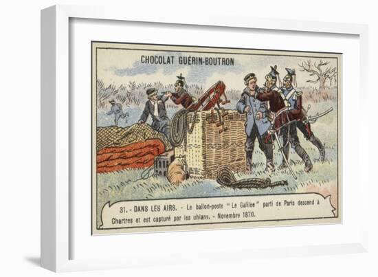 The Postal Balloon Le Galilee Is Captured at Chartres by German Uhlans after Flying from Paris-null-Framed Giclee Print