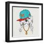 The Poster with the Image of Cocker Spaniel Portrait in Hip-Hop Hat. Vector Illustration.-Sunny Whale-Framed Art Print