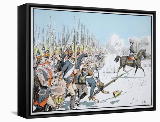 The Potsdam Guard Parade at Leuthen, 5 December 1757 (Colour Litho)-Richard Knoetel-Framed Stretched Canvas