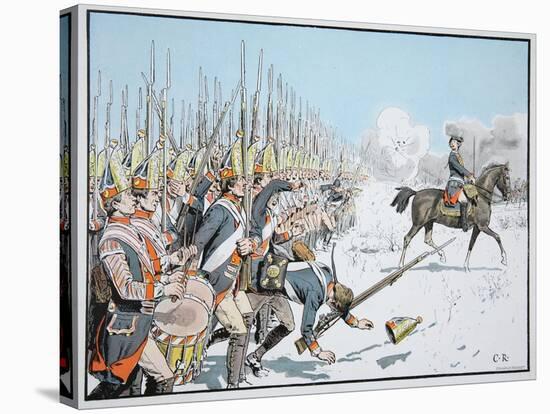 The Potsdam Guard Parade at Leuthen, 5 December 1757 (Colour Litho)-Richard Knoetel-Stretched Canvas