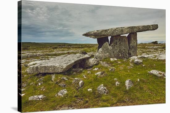 The Poulnabrone dolmen, prehistoric slab burial chamber, The Burren, County Clare, Munster, Republi-Nigel Hicks-Stretched Canvas