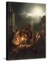 The Poultry Stall in Antwerp at Night-Petrus Van Schendel-Stretched Canvas