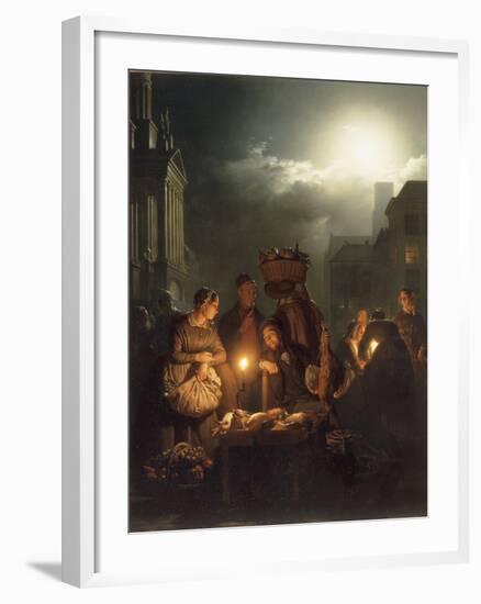 The Poultry Stall in Antwerp at Night-Petrus Van Schendel-Framed Giclee Print