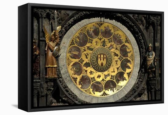 The Prague Astronomical Clock, the Calendar-Josef Manes-Framed Stretched Canvas