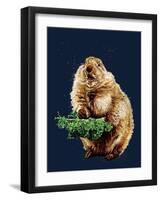 The Prairie Dog on Midnight Blue, 2020, (Pen and Ink)-Mike Davis-Framed Giclee Print