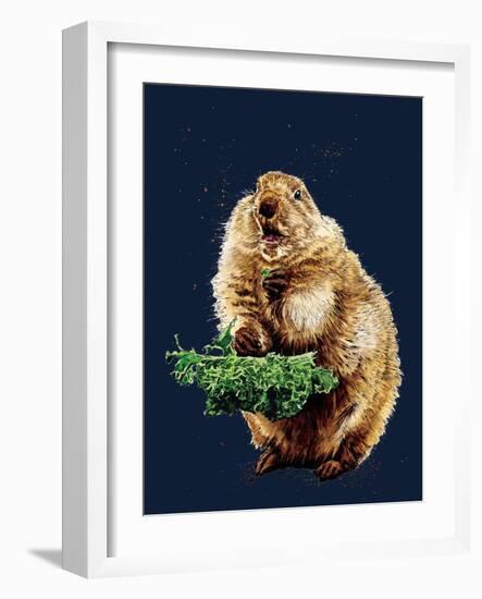 The Prairie Dog on Midnight Blue, 2020, (Pen and Ink)-Mike Davis-Framed Giclee Print