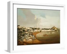 The Praya Grande, Macao, Showing the Cathedral, the Facade of St. Paul's and Fort Monte-null-Framed Giclee Print