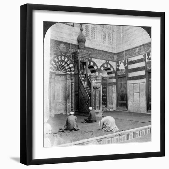 The Prayer-Niche and Pulpit in the Tomb Mosque of Kait Bey, Cairo, Egypt, 1905-Underwood & Underwood-Framed Photographic Print