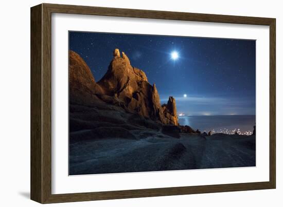 The Pre-Inca, Chiripa Culture, Horca Del Inca Ruins at Night Near Copacabana-Alex Saberi-Framed Photographic Print