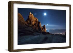 The Pre-Inca, Chiripa Culture, Horca Del Inca Ruins at Night Near Copacabana-Alex Saberi-Framed Photographic Print