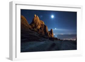 The Pre-Inca, Chiripa Culture, Horca Del Inca Ruins at Night Near Copacabana-Alex Saberi-Framed Photographic Print