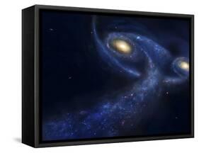 The Predicted Collision Between the Andromeda Galaxy and the Milky Way-Stocktrek Images-Framed Stretched Canvas