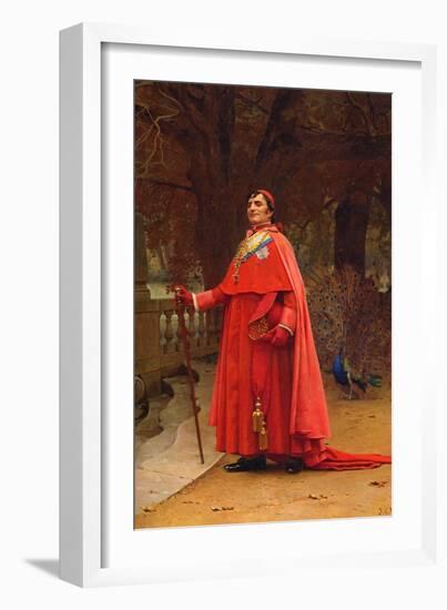 The Preening Peacock-Jean Georges Vibert-Framed Art Print