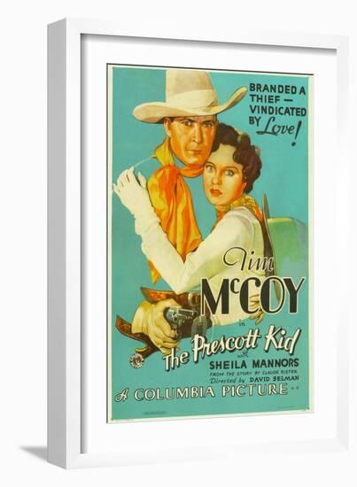 THE PRESCOTT KID, from left: Tim McCoy, Sheila Mannors (aka Sheila Bromley), 1934.-null-Framed Art Print