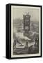 The Present State of the Tower Bridge, a View from the Tower Pier, Surrey Side-Henri Lanos-Framed Stretched Canvas