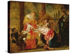 The Presentation of the Virgin in the Temple (Oil on Panel)-Cornelius I Schut-Stretched Canvas