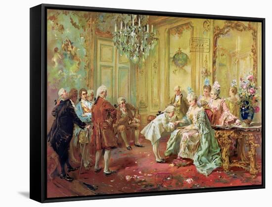 The Presentation of the Young Mozart to Mme De Pompadour at Versailles in 1763-Vicente De Paredes-Framed Stretched Canvas