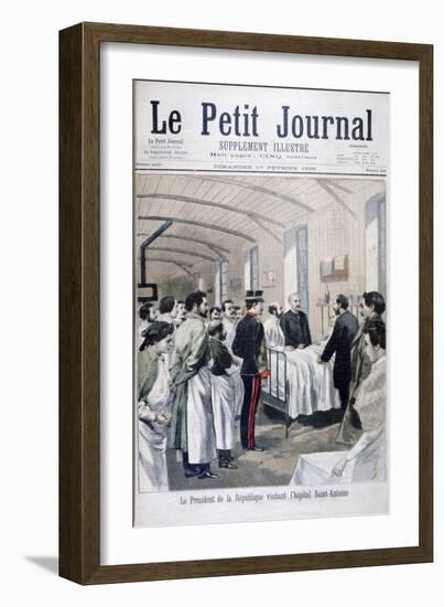 The President of the Republic, Felix Faure, Visiting Saint-Antoine Hospital, Paris, 1895-null-Framed Giclee Print