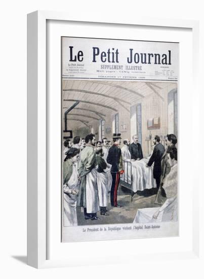 The President of the Republic, Felix Faure, Visiting Saint-Antoine Hospital, Paris, 1895-null-Framed Giclee Print