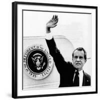 The Presidental Seal at Shoulder for Last Time, Pres Richard Nixon Exits Washington, Aug 9, 1974-null-Framed Photo