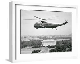 The Presidential Helicopter Flying over Washington, D.C.-null-Framed Giclee Print