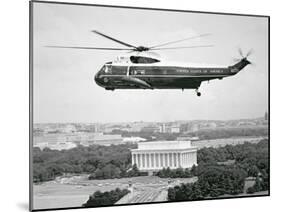 The Presidential Helicopter Flying over Washington, D.C.-null-Mounted Giclee Print