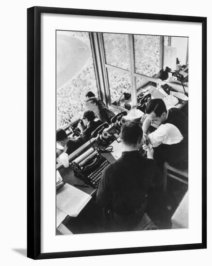 The Press Box at the Berlin Olympics, 1936-null-Framed Photographic Print