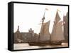The Pride of Baltimore II Arrives off the Pool of London Next to Tower Bridge-null-Framed Stretched Canvas