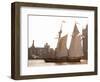 The Pride of Baltimore II Arrives off the Pool of London Next to Tower Bridge-null-Framed Photographic Print