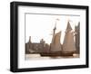 The Pride of Baltimore II Arrives off the Pool of London Next to Tower Bridge-null-Framed Photographic Print