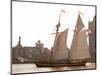 The Pride of Baltimore II Arrives off the Pool of London Next to Tower Bridge-null-Mounted Photographic Print