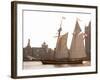 The Pride of Baltimore II Arrives off the Pool of London Next to Tower Bridge-null-Framed Photographic Print