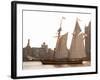 The Pride of Baltimore II Arrives off the Pool of London Next to Tower Bridge-null-Framed Photographic Print