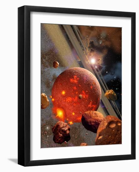 The Primordial Earth Being Formed by Asteroid-Like Bodies-Stocktrek Images-Framed Premium Photographic Print